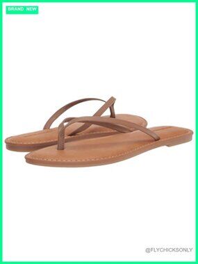 Faux Leather Thong Sandals with Memory Foam Insole - Flip Flops